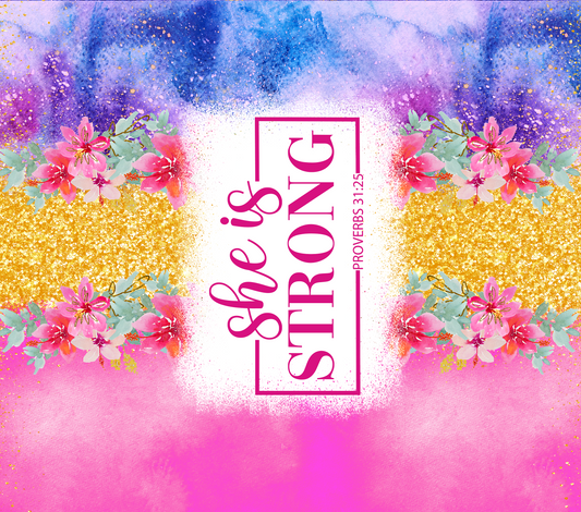 Sublimation wrap She is strong 20oz tumbler wrap